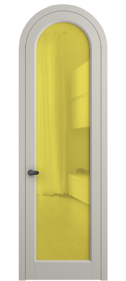 Межкомнатная дверь Palazzo 6814 Матовый облачно-серый Рифлёное желтое стекло "Дюна", триплекс, 8 мм Цена 6600 Br | Volhovec
