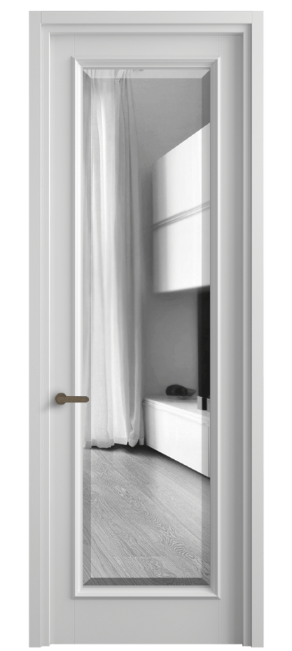 Дверь межкомнатная Шарм 6702 Матовый белоснежный Двустороннее зеркало с фацетом, триплекс Узкий классический наличник МБЛ Цена 5390 Br Наличники уже входят в базовый комплект. Фабрика дверей Волховец 8 (800) 551 43 19 Межкомнатная дверь Шарм 6702 Матовый белоснежный Двустороннее зеркало с фацетом, триплекс Цена 5390 Br | Volhovec