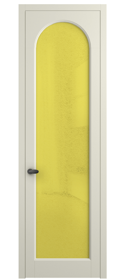 Межкомнатная дверь Palazzo 6804 Матовый молочно-белый Фактурное жёлтое стекло "Лёд", триплекс Цена 5500 Br | Volhovec