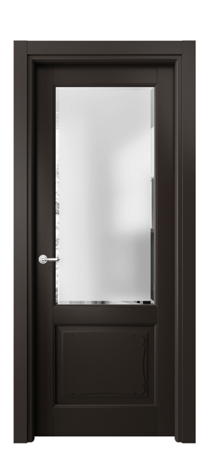 Межкомнатная дверь Тоскана Элегантэ 6322 Матовый антрацит Сатинированное стекло с фацетом Цена 5190 Br | Volhovec