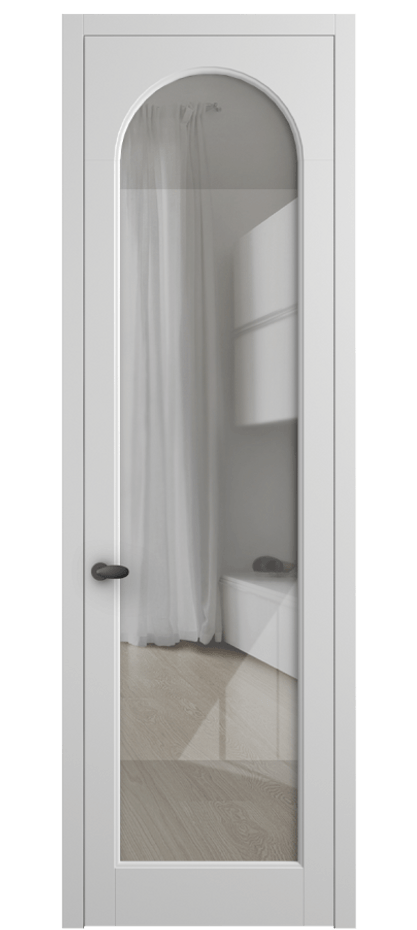 Межкомнатная дверь Palazzo 6804 Матовый белоснежный Рефлективное прозрачное стекло "Stopsol", калёное Цена 5600 Br | Volhovec