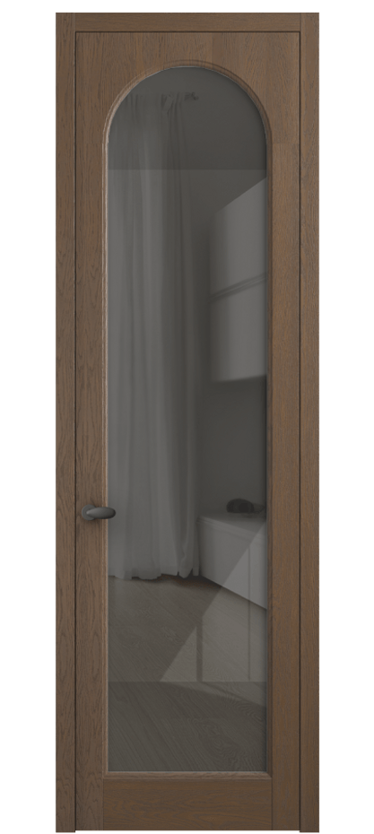 Межкомнатная дверь Palazzo 6804 Дуб туманный матовый Рефлективное серое стекло "Stopsol", калёное Цена 8400 Br | Volhovec