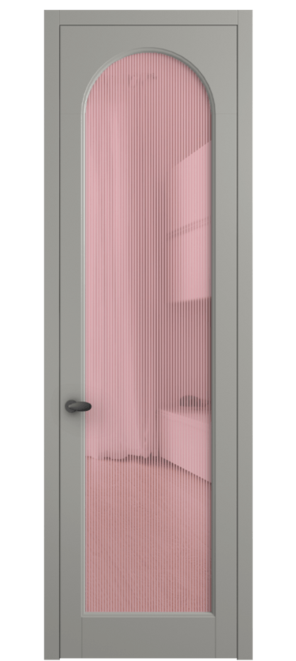 Межкомнатная дверь Палаццо 6804 Матовый нейтральный серый Рифлёное розовое стекло "Дюна", триплекс Цена 5500 Br | Volhovec