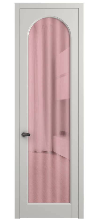 Межкомнатная дверь Palazzo 6804 Матовый серый Рифлёное розовое стекло "Дюна", триплекс Цена 5500 Br | Volhovec