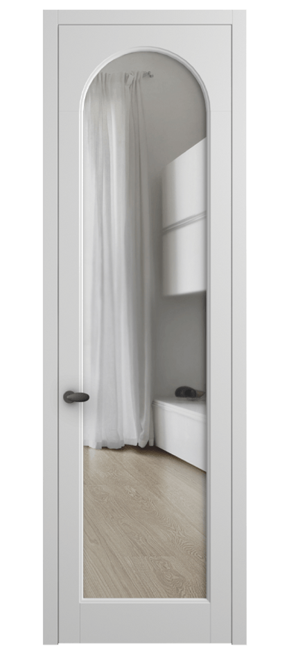 Межкомнатная дверь Палаццо 6804 Матовый белоснежный Прозрачное стекло Цена 5200 Br | Volhovec