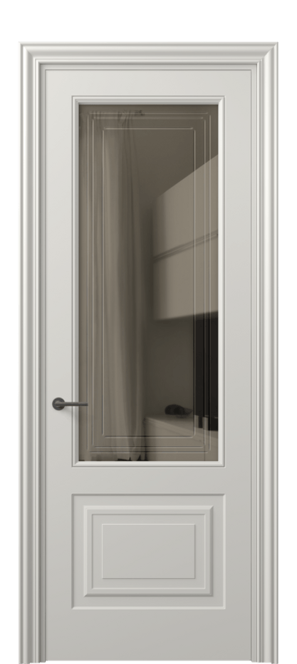 Межкомнатная дверь Mascot 8452 Матовый тёплый серый Прозрачное бронзовое стекло с гравировкой "Грани", триплекс, 7 мм Цена 4150 Br | Volhovec