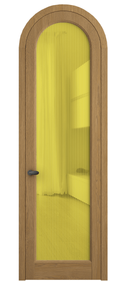 Межкомнатная дверь Palazzo 6814 Дуб солнечный матовый Рифлёное жёлтое стекло "Moru", триплекс Цена 11500 Br | Volhovec