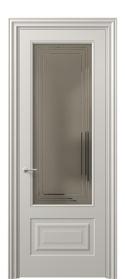Межкомнатная дверь Маскот 8442 Матовый облачно-серый Сатинированное бронзовое стекло с гравировкой "Грани", триплекс Цена 3570 Br | Volhovec