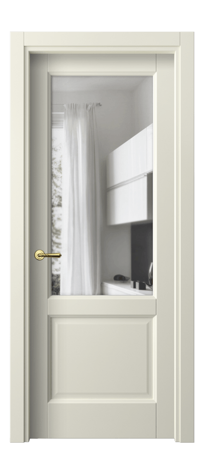 Межкомнатная дверь Galant 1422 Матовый молочно-белый Прозрачное стекло Цена 2100 Br | Volhovec