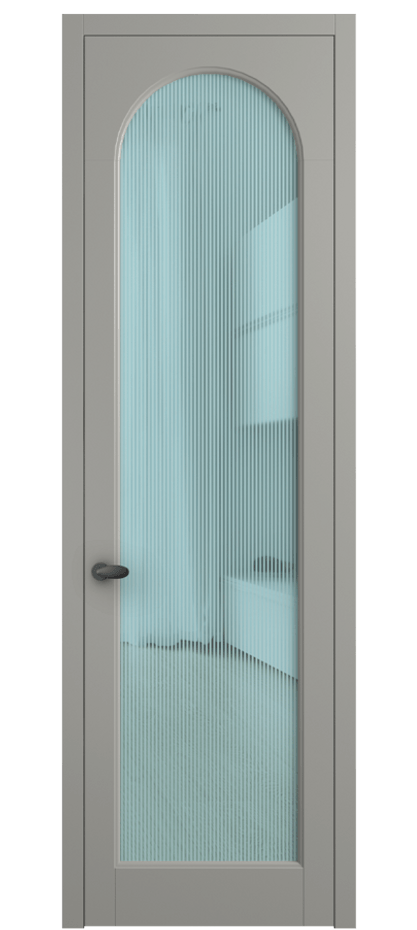 Межкомнатная дверь Палаццо 6804 Матовый нейтральный серый Рифлёное голубое стекло "Дюна", триплекс Цена 5500 Br | Volhovec