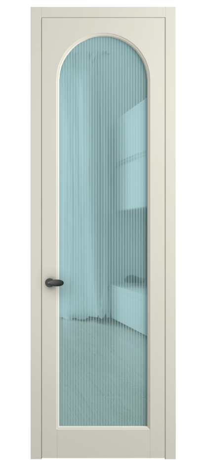 Межкомнатная дверь Palazzo 6804 Матовый молочно-белый Рифлёное голубое стекло "Moru", триплекс Цена 5600 Br | Volhovec