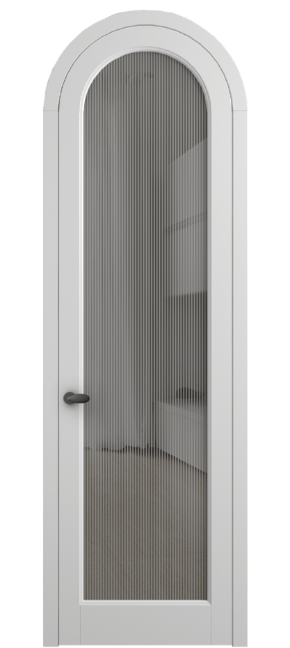 Межкомнатная дверь Palazzo 6814 Матовый белоснежный Рифлёное серое стекло "Дюна", триплекс, 8 мм Цена 6600 Br | Volhovec