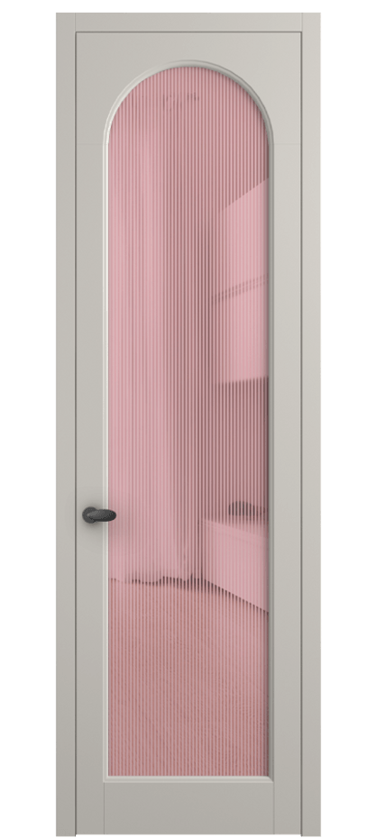 Межкомнатная дверь Palazzo 6804 Матовый облачно-серый Рифлёное розовое стекло "Дюна", триплекс Цена 5500 Br | Volhovec