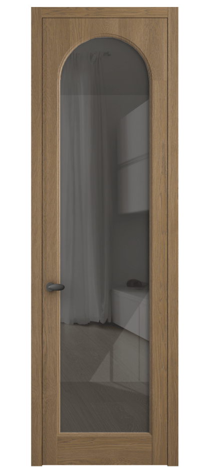 Межкомнатная дверь Палаццо 6804 Дуб мускатный матовый Рефлективное серое стекло "Стопсол", калёное Цена 8400 Br | Volhovec