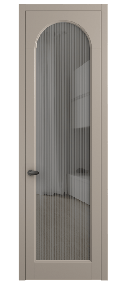 Межкомнатная дверь Палаццо 6804 Матовый бисквитный Рифлёное серое стекло "Мору", триплекс Цена 5600 Br | Volhovec