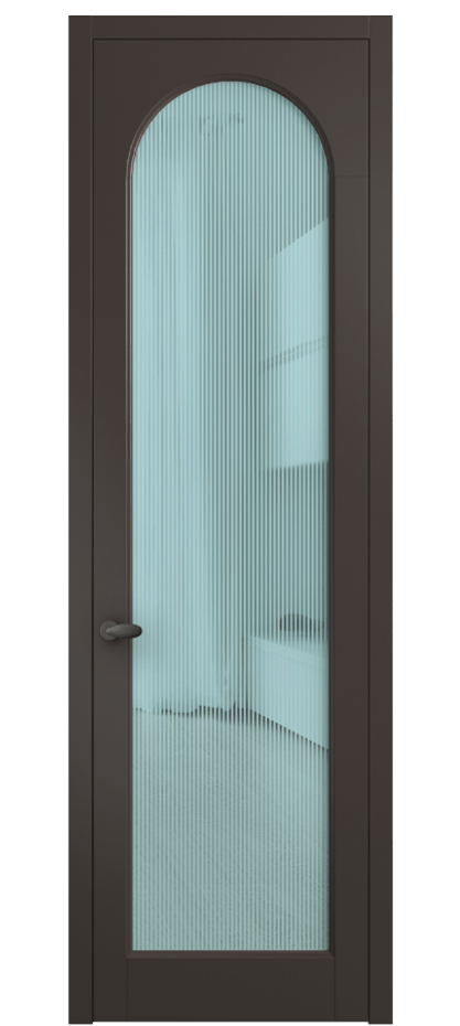 Межкомнатная дверь Палаццо 6804 Матовый антрацит Рифлёное голубое стекло "Дюна", триплекс Цена 5500 Br | Volhovec