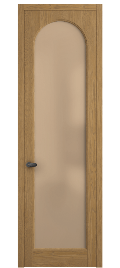 Межкомнатная дверь Palazzo 6804 Дуб солнечный матовый Сатинированное оранжевое стекло, триплекс Цена 7900 Br | Volhovec