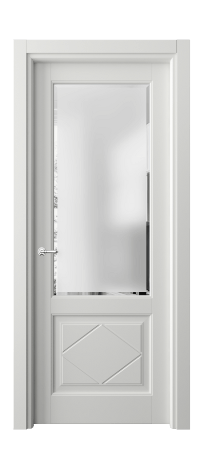 Межкомнатная дверь Тоскана Ромбо 6342 Матовый светло-серый Сатинированное стекло с фацетом Цена 5400 Br | Volhovec