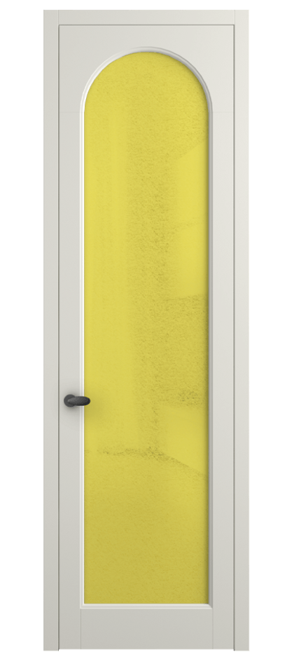 Межкомнатная дверь Палаццо 6804 Матовый жемчужный Фактурное жёлтое стекло "Лёд", триплекс Цена 5500 Br | Volhovec