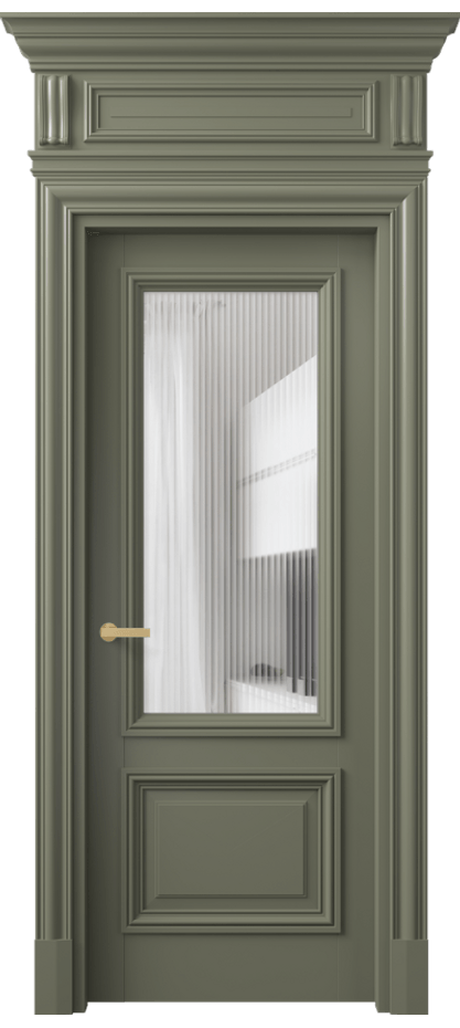 Межкомнатная дверь Антик 7302 Матовый оливковый тёмный Рифлёное стекло "Мору", триплекс Цена 9000 Br | Volhovec