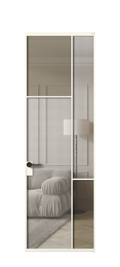 Межкомнатная дверь Mosaic АЛПЛ041.10 Алюминий жемчужный Mesh silver + Бронза прозрачное триплекс Цена 8080 #CURRENCY# | Volhovec