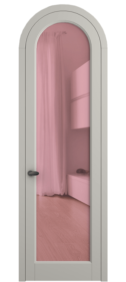 Межкомнатная дверь Палаццо 6814 Матовый тёплый серый Прозрачное розовое стекло, триплекс Цена 6700 Br | Volhovec