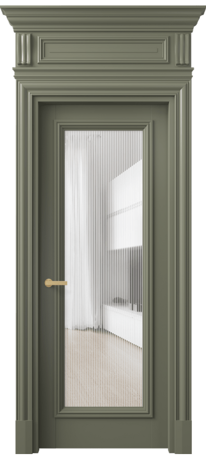 Межкомнатная дверь Антик 7300 Матовый оливковый тёмный Рифлёное стекло "Дюна", триплекс Цена 8890 Br | Volhovec