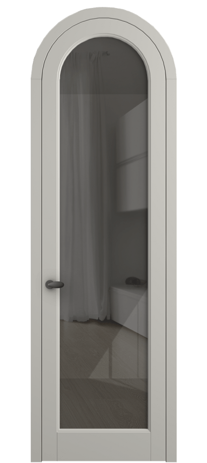 Межкомнатная дверь Palazzo 6814 Матовый тёплый серый Рефлективное серое стекло "Stopsol", калёное Цена 7100 Br | Volhovec