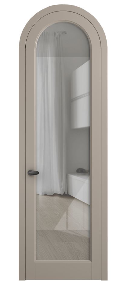 Межкомнатная дверь Палаццо 6814 Матовый бисквитный Рефлективное прозрачное стекло "Стопсол", калёное Цена 7100 Br | Volhovec