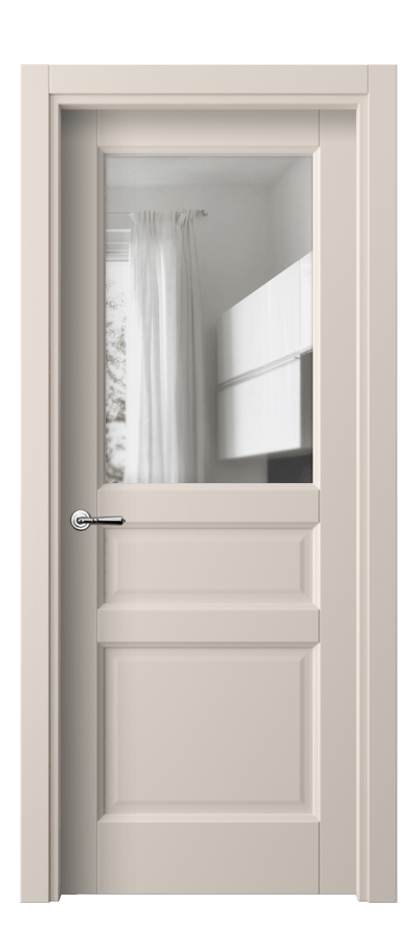 Межкомнатная дверь Галант 1432 ПЭТ пудровый бежевый Прозрачное стекло Цена 1440 Br | Volhovec