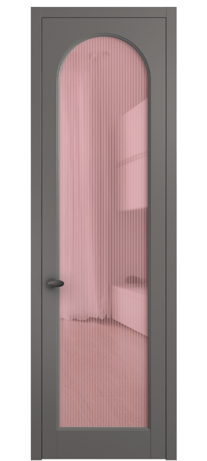 Межкомнатная дверь Palazzo 6804 Матовый классический серый Рифлёное розовое стекло "Moru", триплекс Цена 5600 Br | Volhovec
