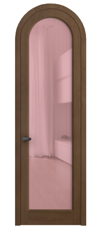 Межкомнатная дверь Palazzo 6814 Бук тёмный матовый Рифлёное розовое стекло "Moru", триплекс Цена 9600 Br | Volhovec