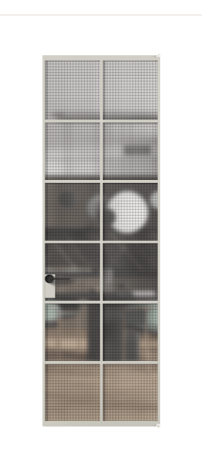 Алюминиевая дверь АЛПЛ040.05 Алюминий тёплый серый Декоративное стекло с сеткой "Mesh silver", триплекс Цена 7170  | Volhovec