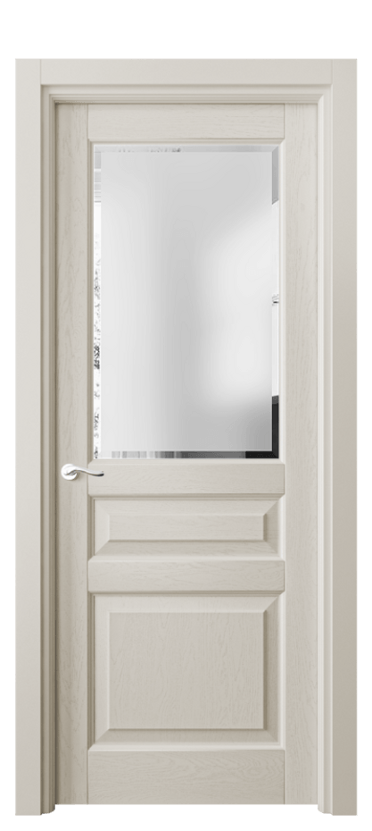 Межкомнатная дверь Лигнум 0710 Дуб облачный серый Сатинированное стекло с фацетом Цена 7310 Br | Volhovec