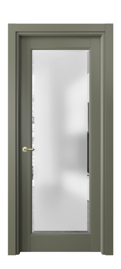 Межкомнатная дверь Тоскана Ромбо 6300 Матовый оливковый тёмный Сатинированное стекло с фацетом Цена 5040 Br | Volhovec