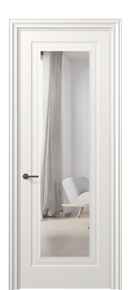 Межкомнатная дверь Mascot 8403 Матовый пудровый белый Двустороннее зеркало, триплекс Цена 3130 Br | Volhovec