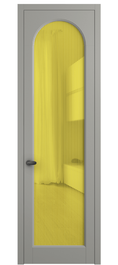 Межкомнатная дверь Палаццо 6804 Матовый нейтральный серый Рифлёное жёлтое стекло "Мору", триплекс Цена 5600 Br | Volhovec