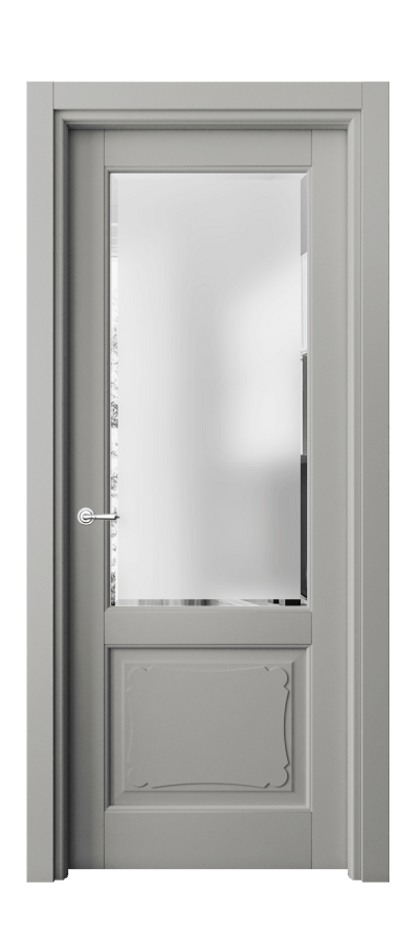 Межкомнатная дверь Тоскана Элегантэ 6322 Матовый нейтральный серый Сатинированное стекло с фацетом Цена 5310 Br | Volhovec