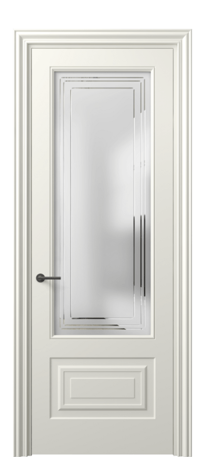 Межкомнатная дверь Mascot 8442 Матовый жемчужный Сатинированное стекло с гравировкой "Грани", триплекс, 7 мм Цена 3320 Br | Volhovec