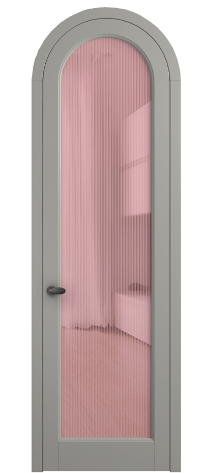 Межкомнатная дверь Palazzo 6814 Матовый нейтральный серый Рифлёное розовое стекло "Moru", триплекс, 8 мм Цена 6700 Br | Volhovec