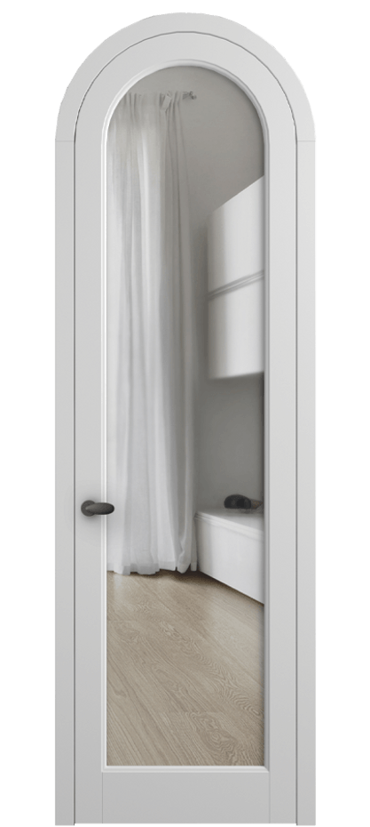 Межкомнатная дверь Палаццо 6814 Матовый белоснежный Прозрачное стекло Цена 6700 Br | Volhovec