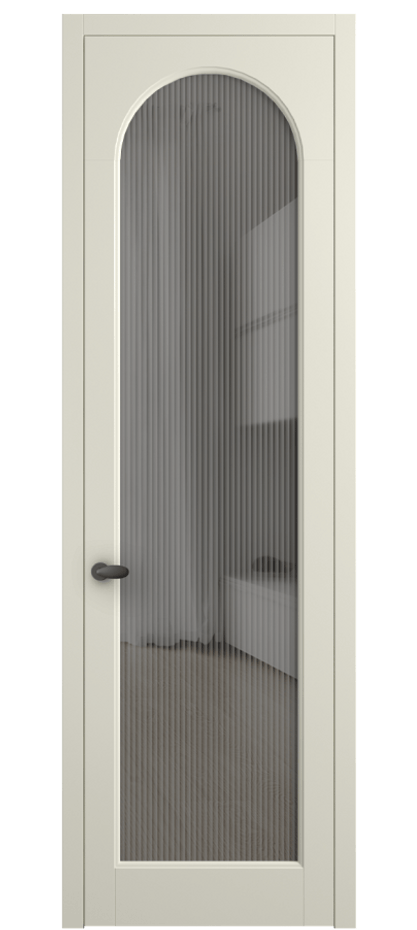 Межкомнатная дверь Palazzo 6804 Матовый молочно-белый Рифлёное серое стекло "Moru", триплекс Цена 5600 Br | Volhovec
