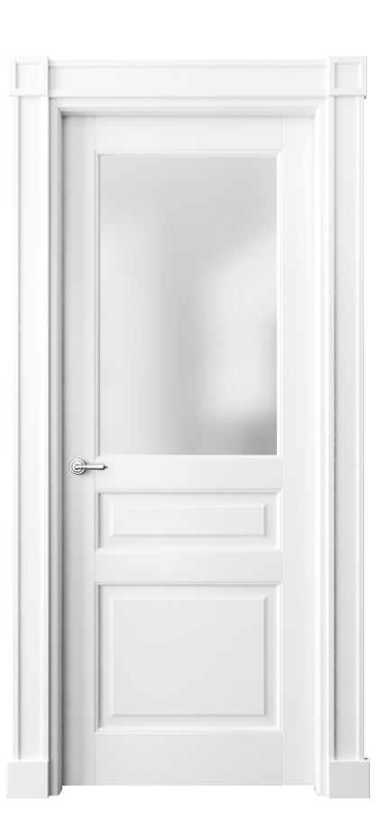 Межкомнатная дверь Тоскана Плано 6304 Матовый белоснежный Сатинированное стекло Цена 7050 Br | Volhovec