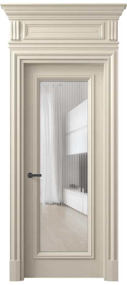 Межкомнатная дверь Антик 7300 Матовый бежево-серый Рифлёное стекло "Мору", триплекс Цена 9000 Br | Volhovec