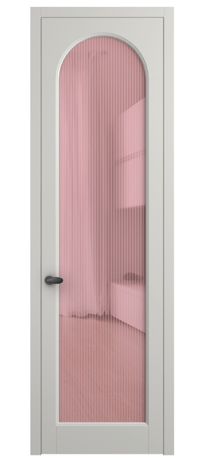 Межкомнатная дверь Palazzo 6804 Матовый серый Рифлёное розовое стекло "Moru", триплекс Цена 5600 Br | Volhovec