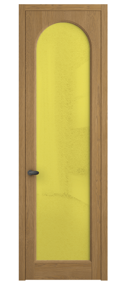 Межкомнатная дверь Палаццо 6804 Дуб солнечный матовый Фактурное жёлтое стекло "Лёд", триплекс Цена 8200 Br | Volhovec