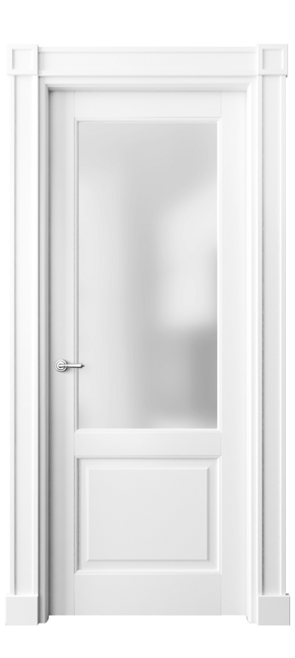 Межкомнатная дверь Тоскана Плано 6302 Матовый белоснежный Сатинированное стекло Цена 6820 Br | Volhovec