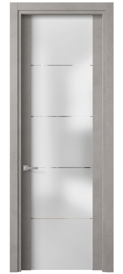 Межкомнатная дверь Планум 4114 Леон серебро Сатинированное стекло с гравировкой «КВАДРО», триплекс Цена 2420 Br | Volhovec