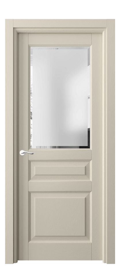 Межкомнатная дверь Лигнум 0710 Дуб бежево-серый Сатинированное стекло с фацетом Цена 7310 Br | Volhovec