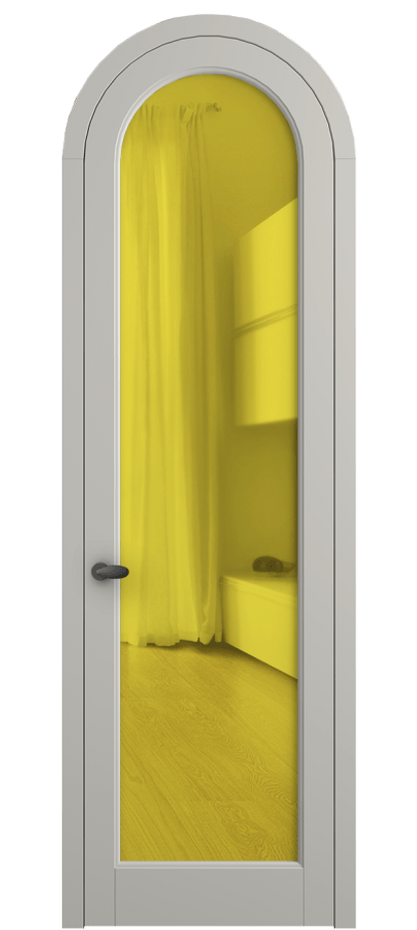 Межкомнатная дверь Палаццо 6814 Матовый тёплый серый Прозрачное жёлтое стекло, триплекс Цена 6700 Br | Volhovec